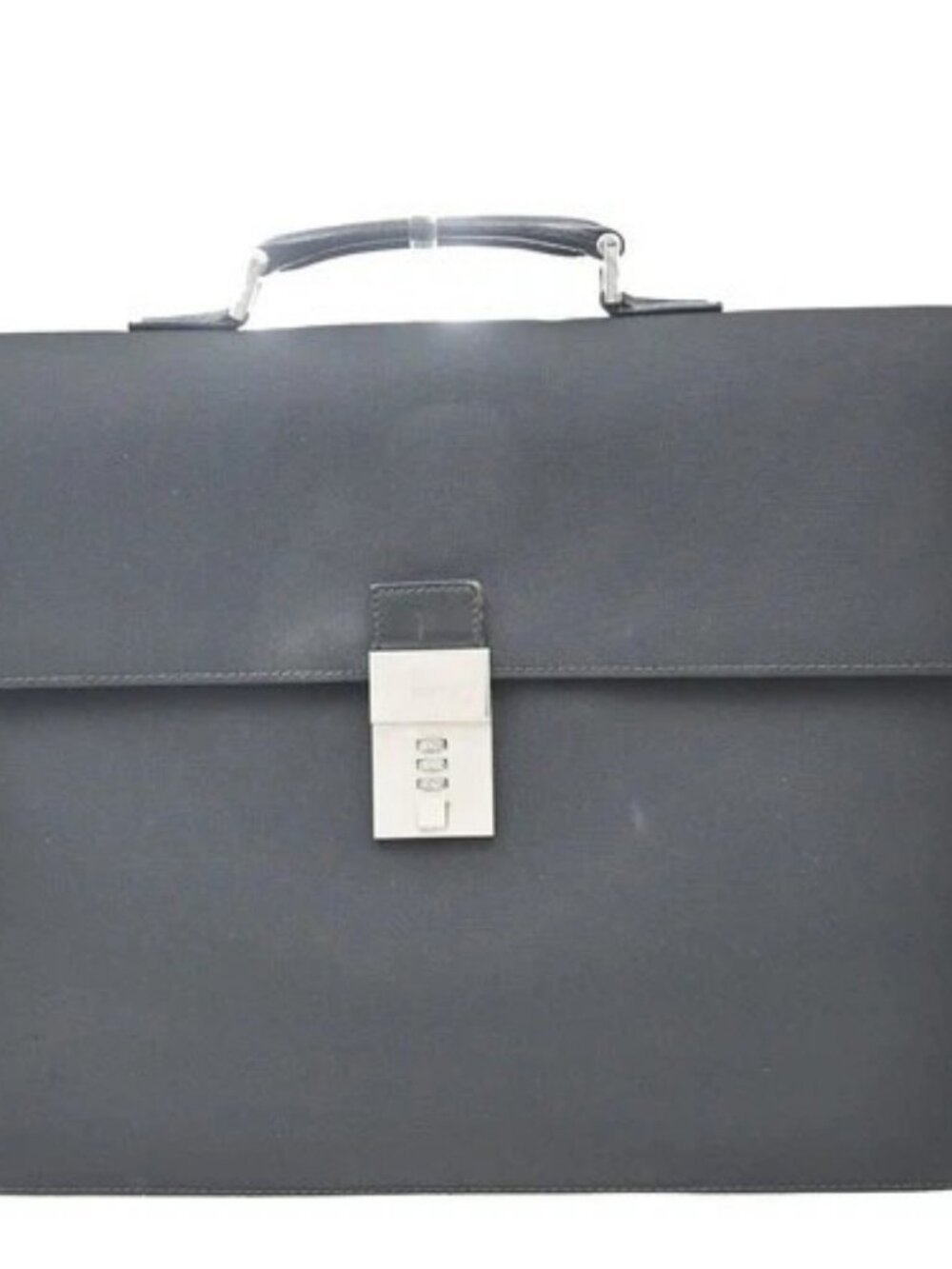 GUCCI Logo Hand Bag Briefcase Canvas Leather Black SHW Italy 09KD750